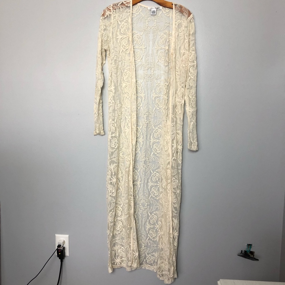 Floor length lace cardigan